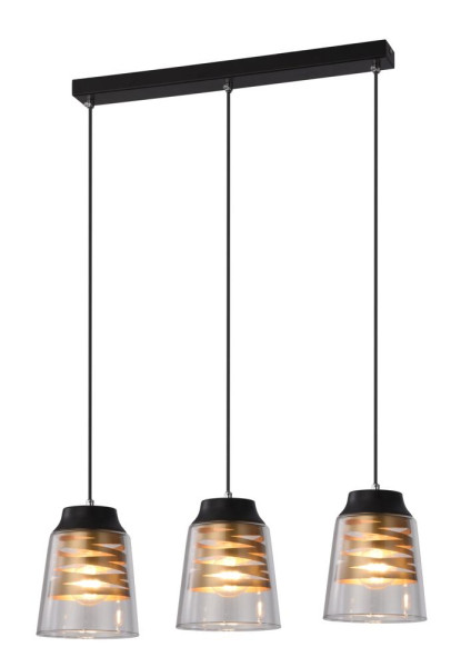 Lampa wisząca FRESNO czarny 3x60w e27 klosz bezbarwny 800341