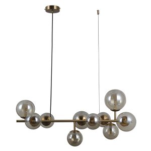 Lampa wisząca Frontera 10-punktowa szklana miedziana 43888 Lampa wisząca Frontera 10-punktowa szklana miedziana 43888