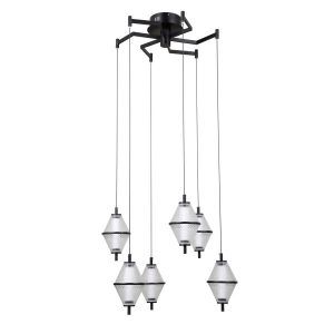 Lampa wisząca FUENTE czarna matowa LED 6x30W Ciepła biel 1795lm Italux 837438 Lampa wisząca FUENTE czarna matowa LED 6x30W Ciepła biel 1795lm Italux 837438