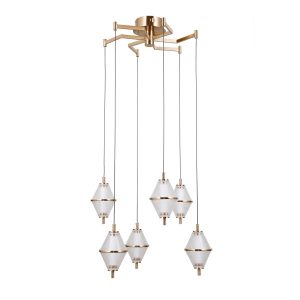 Lampa wisząca FUENTE złota LED 6x30W Ciepła biel 1795lm Italux 837428 Lampa wisząca FUENTE złota LED 6x30W Ciepła biel 1795lm Italux 837428