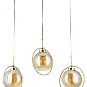 Lampa Wisząca Galaxy Beżowo-złota Szklana 3xE27 85 cm Nowoczesna Taupe 759152