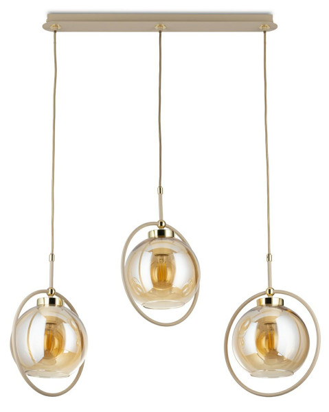 Lampa Wisząca Galaxy Beżowo-złota Szklana 3xE27 85 cm Nowoczesna Taupe 759152