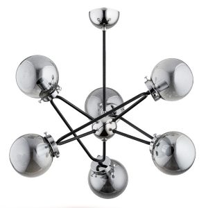 Lampa wisząca GALAXY czarna-chromowana 6xE14x10W wym:56x55x55cm IP20 Alfa 1019146