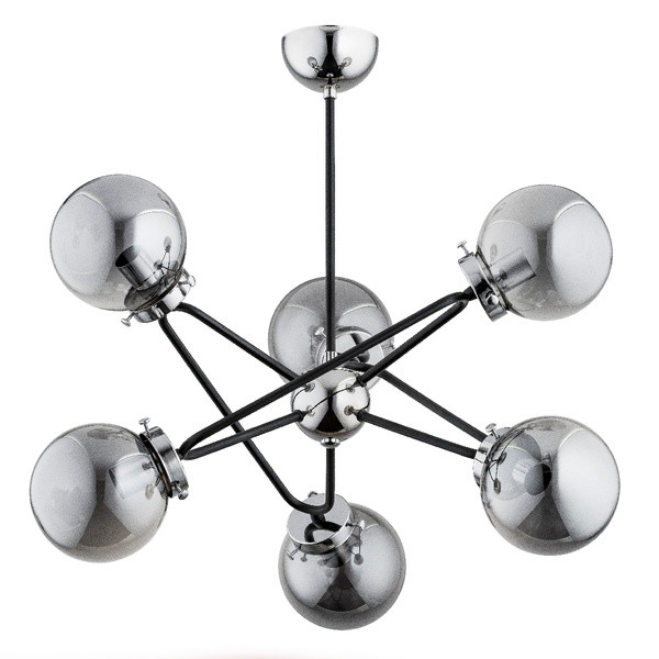 Lampa wisząca GALAXY czarna-chromowana 6xE14x10W wym:56x55x55cm IP20 Alfa 1019146