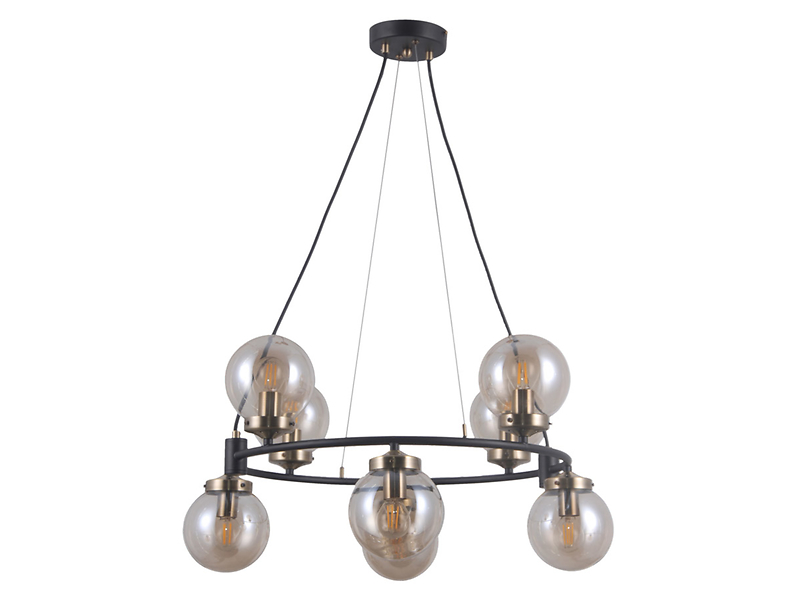 Lampa wisząca Galvez 8-punktowa szklana transparentna 44934