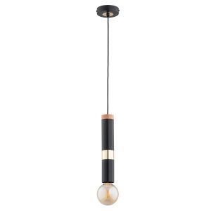 Lampa wisząca GAMBIT drewniany element czarna 1xE27x15W IP20 Alfa 1025248