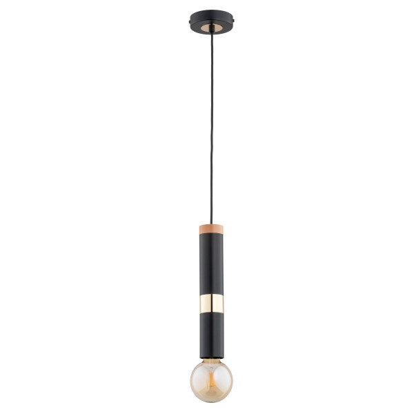 Lampa wisząca GAMBIT drewniany element czarna 1xE27x15W IP20 Alfa 1025248