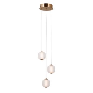 Lampa wisząca GANTI złoto-opalowa LED 3x8W Ciepła biel 865lm Italux 846021