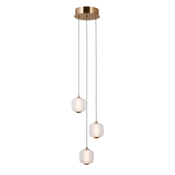 Lampa wisząca GANTI złoto-opalowa LED 3x8W Ciepła biel 865lm Italux 846021