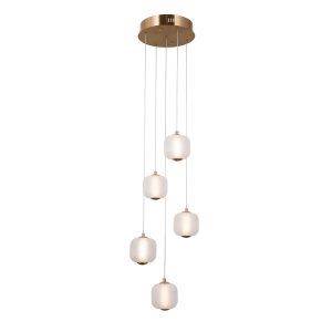 Lampa wisząca GANTI złoto-opalowa LED 5x12W Ciepła biel 1300lm Italux 845886
