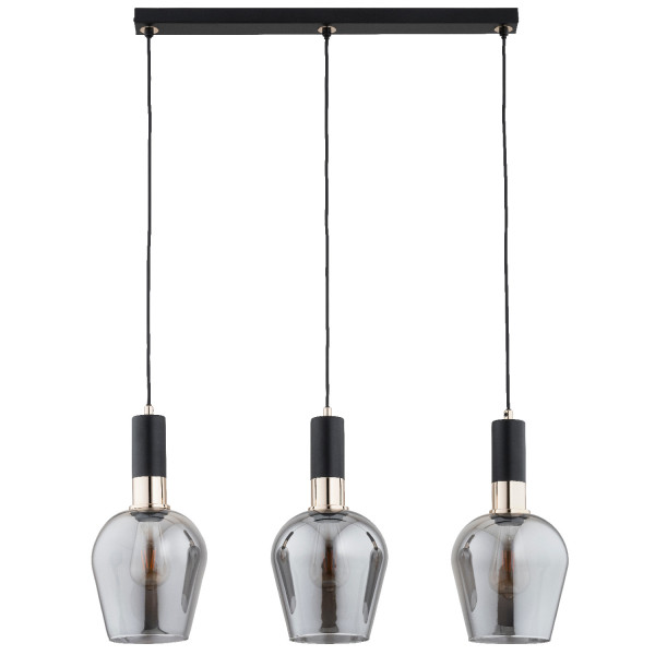 Lampa wisząca GARDA czarno-złota-dymiona 3xE27x15W IP20 Alfa 984873
