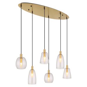 Lampa wisząca Garri 6-punktowa z pilotem złota 133865 Lampa wisząca Garri 6-punktowa z pilotem złota 133865