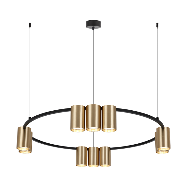 Lampa wisząca GENESIS Koło czarny-złoty aluminium GU10 180 cm 1101129