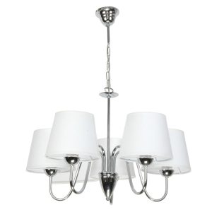 Lampa wisząca glamour EDYLIT biały abażur chrom 5xE27 DAGMA 14-730 1048980 Lampa wisząca glamour EDYLIT biały abażur chrom 5xE27 DAGMA 14-730 1048980