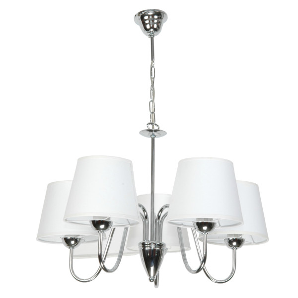 Lampa wisząca glamour EDYLIT biały abażur chrom 5xE27 DAGMA 14-730 1048980