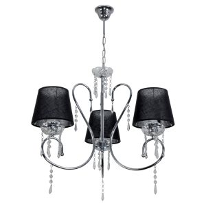 Lampa wisząca glamour EDYLIT chrom czarny abażur 3xE27 NOLA NEGRO 12-392 1048894 Lampa wisząca glamour EDYLIT chrom czarny abażur 3xE27 NOLA NEGRO 12-392 1048894