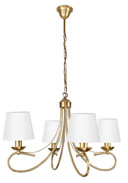 Lampa wisząca glamour EDYLIT złota biały abażur 4xE27 AIDA II 7-521 1048810