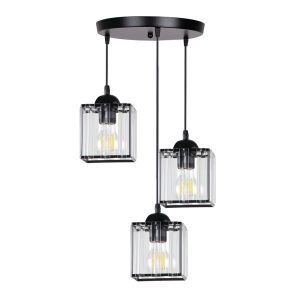 Lampa wisząca Glassia transparentne klosze czarna 3xE27x40W IP20 Candellux 989831 Lampa wisząca Glassia transparentne klosze czarna 3xE27x40W IP20 Candellux 989831