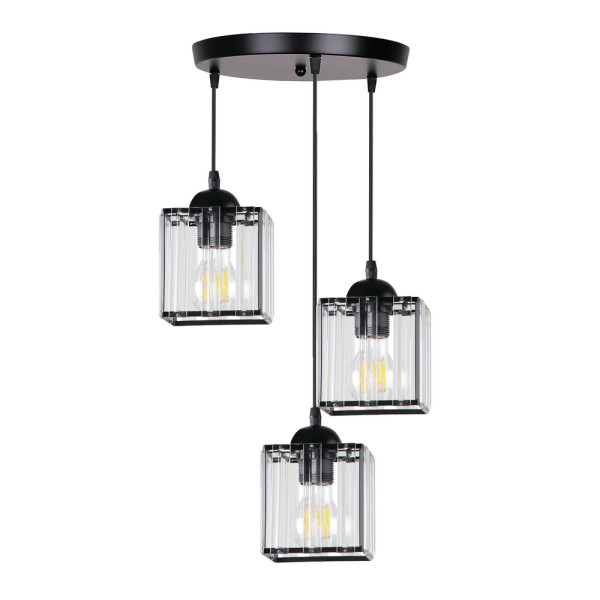 Lampa wisząca Glassia transparentne klosze czarna 3xE27x40W IP20 Candellux 989831