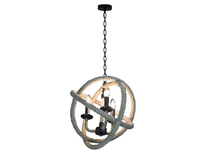 Lampa wisząca Globo 3-punktowa metalowa beżowa 194509