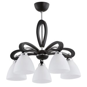 Lampa wisząca GRACJA szklane białe klosze czarna 5xE27x15W IP20 Alfa 1030023 Lampa wisząca GRACJA szklane białe klosze czarna 5xE27x15W IP20 Alfa 1030023
