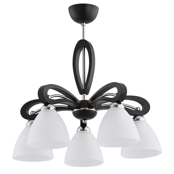 Lampa wisząca GRACJA szklane białe klosze czarna 5xE27x15W IP20 Alfa 1030023