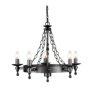 Lampa wisząca grafitowa czerń Warwick 5xE14x60W wym: 252x60x60 cm Elstead 849353 Lampa wisząca grafitowa czerń Warwick 5xE14x60W wym: 252x60x60 cm Elstead 849353