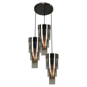 Lampa wisząca Grans 3-punktowa 35 cm szklana czarny chrom 594810 Lampa wisząca Grans 3-punktowa 35 cm szklana czarny chrom 594810