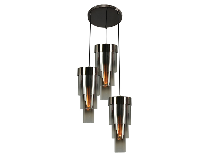 Lampa wisząca Grans 3-punktowa 35 cm szklana czarny chrom 594810