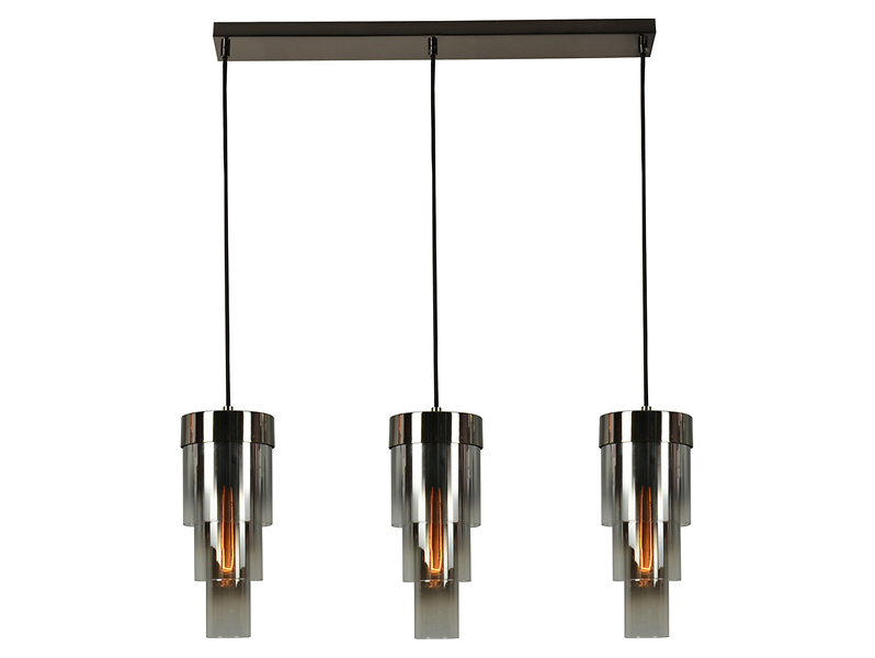 Lampa wisząca Grans 3-punktowa szklana czarny chrom 593766