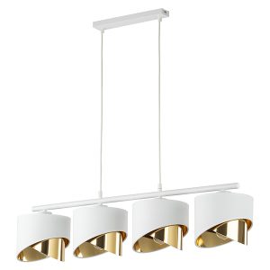 Lampa wisząca Grant 4-punktowa tkaninowa biało-złota 87170 Lampa wisząca Grant 4-punktowa tkaninowa biało-złota 87170
