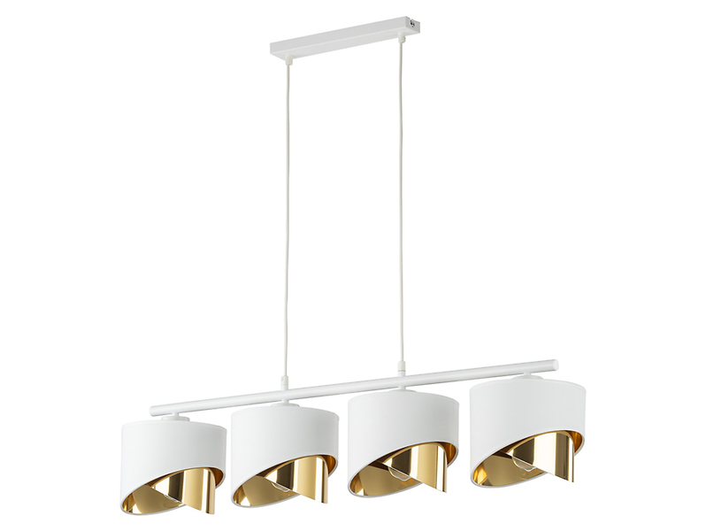 Lampa wisząca Grant 4-punktowa tkaninowa biało-złota 87170