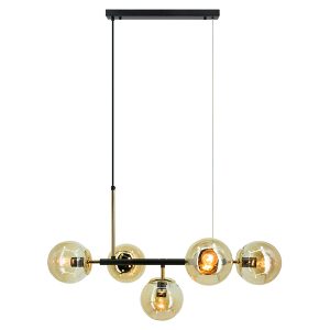Lampa wisząca Greta 5-punktowa metalowa czarno-złota 1077824 Lampa wisząca Greta 5-punktowa metalowa czarno-złota 1077824