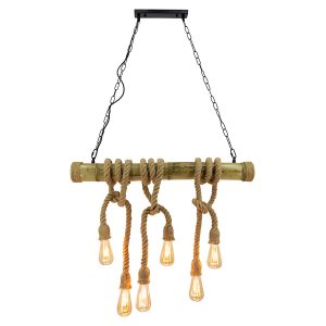 Lampa wisząca Haiti 6-punktowa bambusowa czarno-brązowa 1077825 Lampa wisząca Haiti 6-punktowa bambusowa czarno-brązowa 1077825