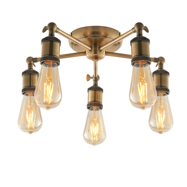 Lampa wisząca HAL antyczna mosiężna 5xE27x20W wym:13x55x55cm IP20 Endon 1020218