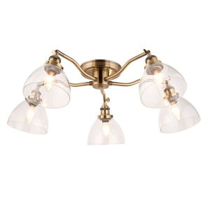 Lampa wisząca HANSEN antyczna mosiężna 5xE14x15W wym:19x84x84cm IP20 Endon 1027360 Lampa wisząca HANSEN antyczna mosiężna 5xE14x15W wym:19x84x84cm IP20 Endon 1027360