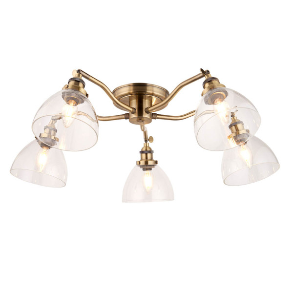 Lampa wisząca HANSEN antyczna mosiężna 5xE14x15W wym:19x84x84cm IP20 Endon 1027360