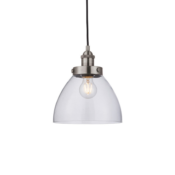 Lampa wisząca HANSEN srebrna szczotkowana 1xE27x20W IP20 Endon 1025732