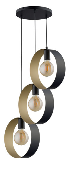 Lampa wisząca Happy czarno-złota 3xE27x15W IP20 Sigma Lighting 1025743