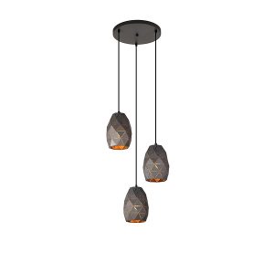 Lampa wisząca Harley 3-punktowa stalowa szaro-złota 34939 Lampa wisząca Harley 3-punktowa stalowa szaro-złota 34939