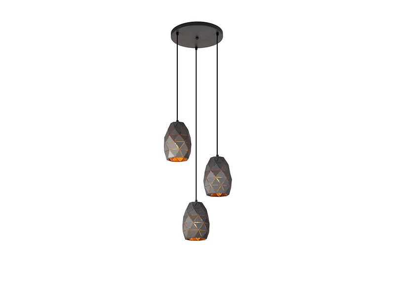 Lampa wisząca Harley 3-punktowa stalowa szaro-złota 34939