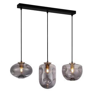 Lampa wisząca Hatella 3-punktowa szklana czarno-złota 45616 Lampa wisząca Hatella 3-punktowa szklana czarno-złota 45616