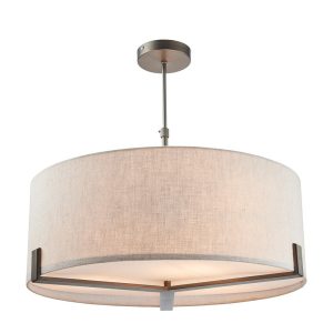 Lampa wisząca HAYFIELD szczotkowany brąz abażur kremowy 3xE27x40W Endon 1025785 Lampa wisząca HAYFIELD szczotkowany brąz abażur kremowy 3xE27x40W Endon 1025785