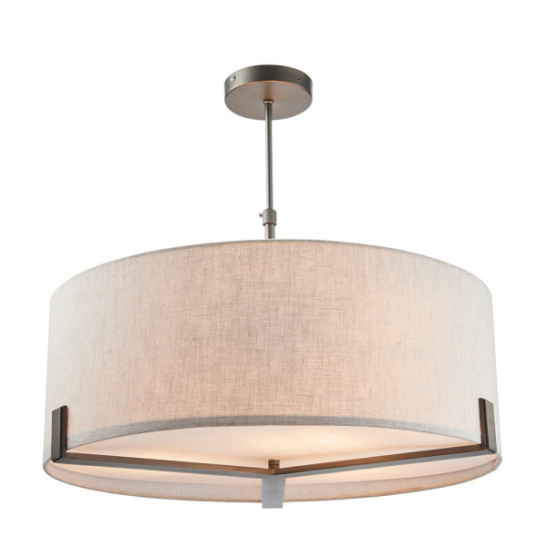 Lampa wisząca HAYFIELD szczotkowany brąz abażur kremowy 3xE27x40W Endon 1025785