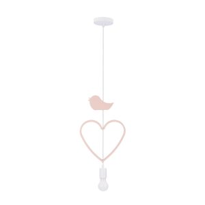 Lampa wisząca Heart serce i ptaszek biało-różowa 1xE27x20W IP20 Candellux 989741 Lampa wisząca Heart serce i ptaszek biało-różowa 1xE27x20W IP20 Candellux 989741