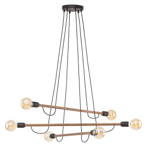 Lampa wisząca Helix Wood 6-punktowa drewniana brązowa 296134 Lampa wisząca Helix Wood 6-punktowa drewniana brązowa 296134