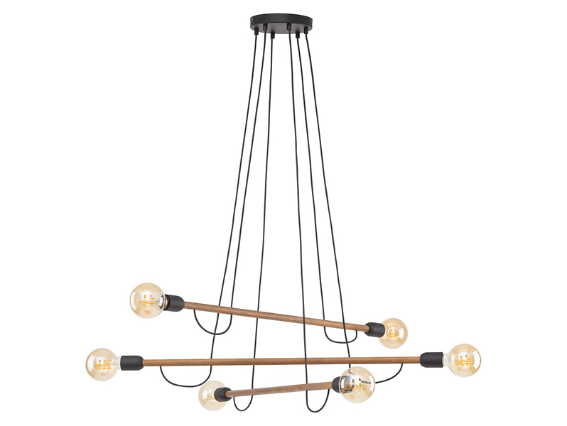 Lampa wisząca Helix Wood 6-punktowa drewniana brązowa 296134