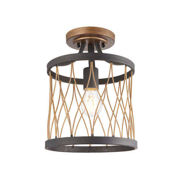 Lampa wisząca HESTON druciana czarno-brązowa 1xE27x40W IP20 Endon 1029968
