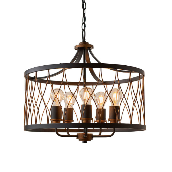 Lampa wisząca HESTON druciana czarno-brązowa 5xE27x40W IP20 Endon 1030034