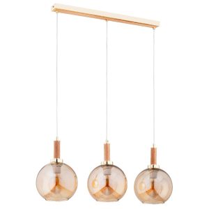 Lampa wisząca HETTY złoto-jasne drewno-bursztynowy 3xE27x15W IP20 Alfa 984855 Lampa wisząca HETTY złoto-jasne drewno-bursztynowy 3xE27x15W IP20 Alfa 984855
